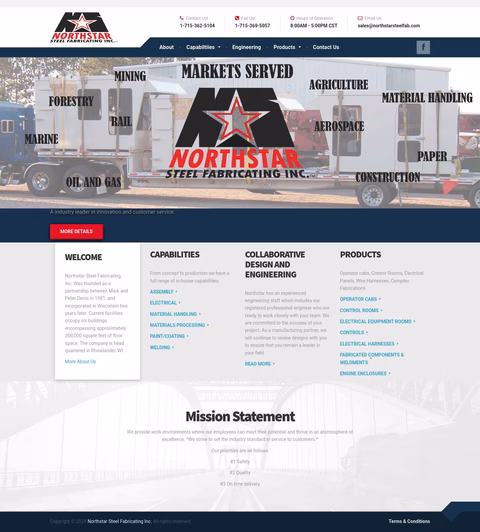 Northstar Steel Fabricating Homepage 1440px