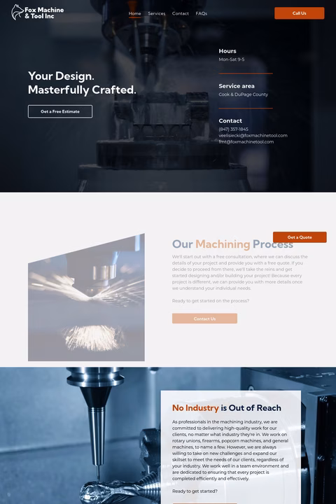 Fox Machine Tool Inc Homepage 1440px
