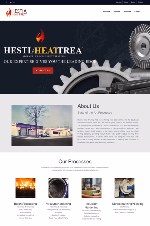 Racine Heat Treating Company Homepage 1440px