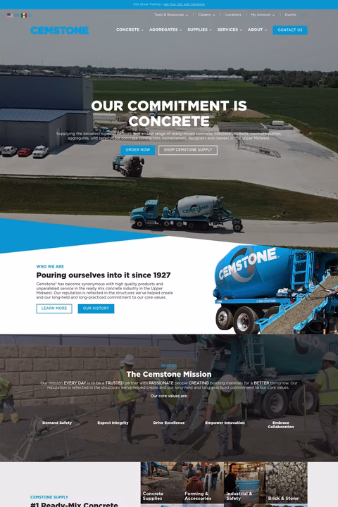 Cemstone Companies Homepage 1440px
