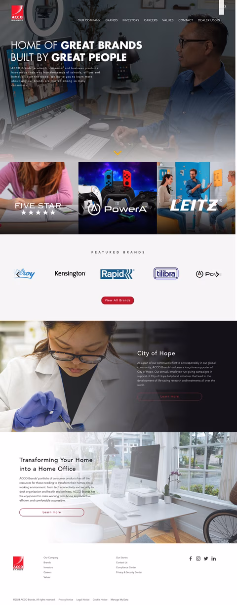 Acco Brands Homepage 1440px