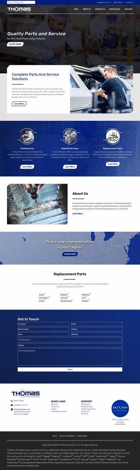 Thomas Precision Machining Homepage 1440px