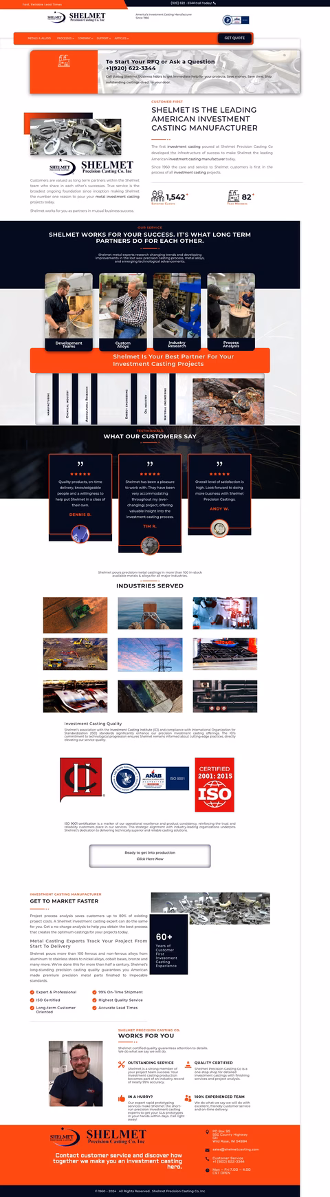 Shelmet Precision Casting Company Homepage 1440px