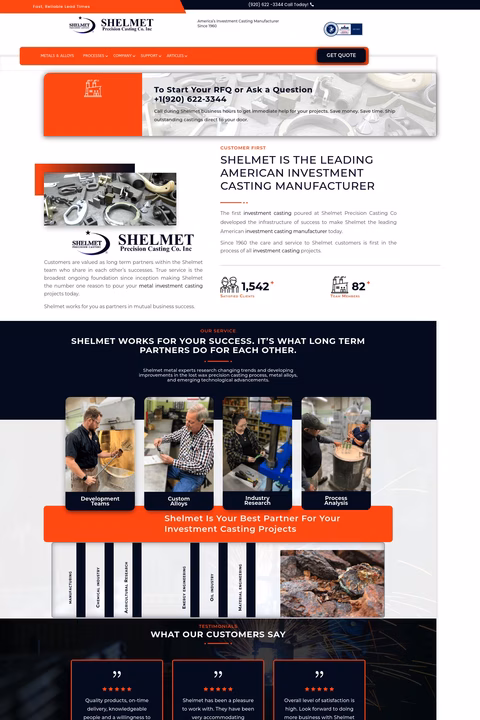 Shelmet Precision Casting Company Homepage 1440px