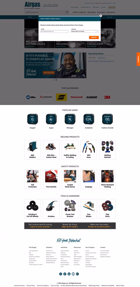 Airgas Usa Homepage 1440px