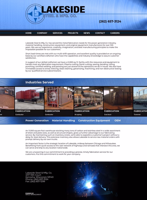 Lakeside Steel Manufacturing Co Homepage 1440px