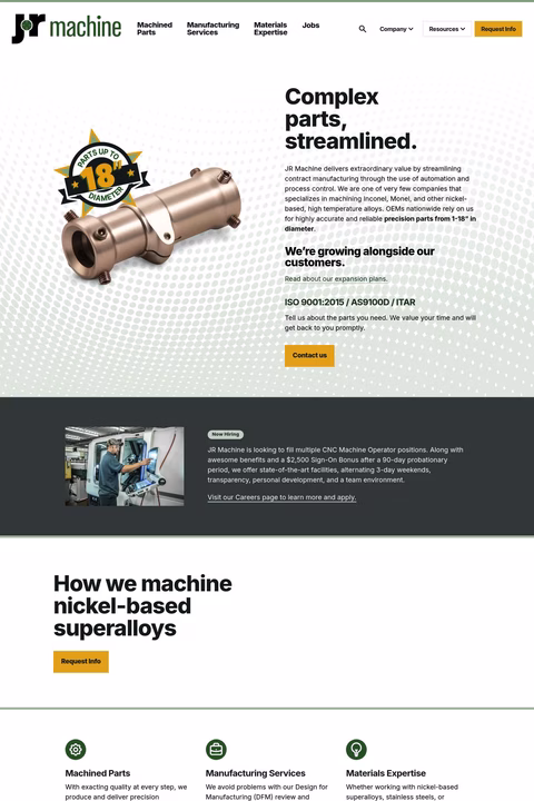 Jr Machine Inc Homepage 1440px