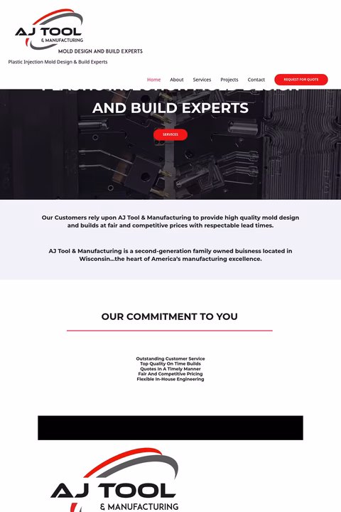 Aj Tool Manufacturing Homepage 1440px
