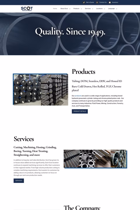 Scot Industries Inc Homepage 1440px
