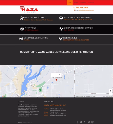 Haza Mechanical Inc Homepage 1440px