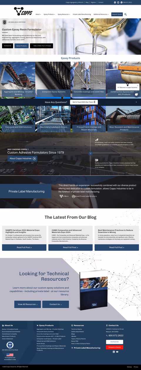 Copps Industries Inc Homepage 1440px