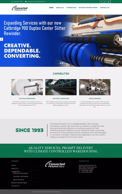 Converted Products Inc Homepage 1440px