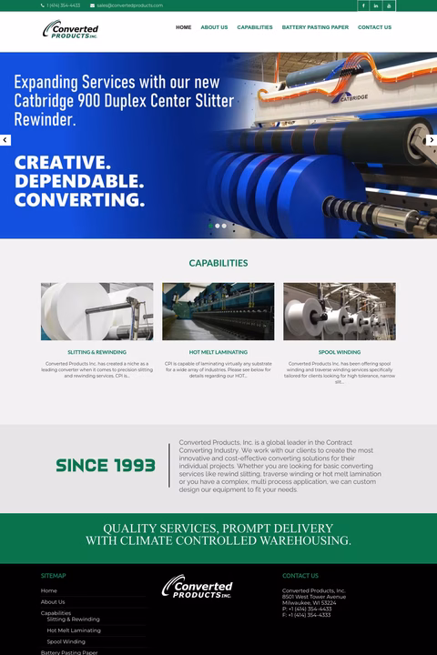 Converted Products Inc Homepage 1440px