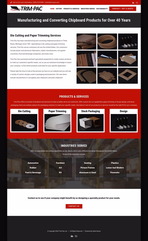Trim Pac Inc Homepage 1440px