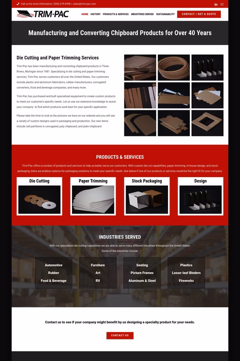 Trim Pac Inc Homepage 1440px
