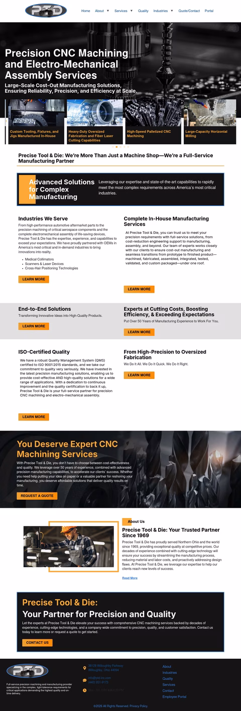 Precise-Tool-Die Homepage 1440px