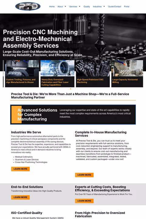 Precise-Tool-Die Homepage 1440px