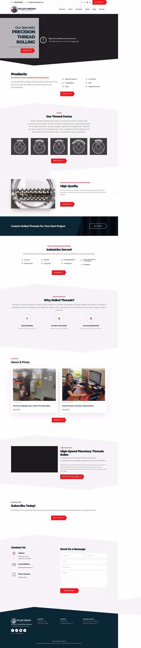 Rolled Threads Unlimited Homepage 1440px