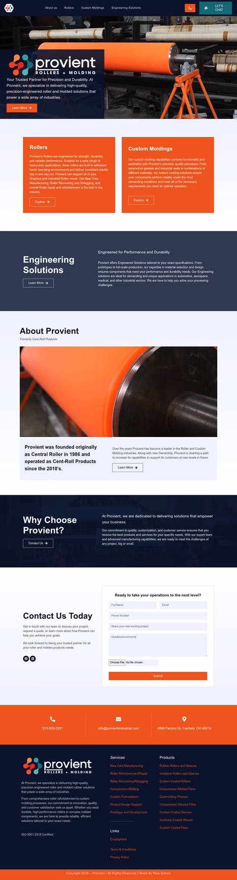 Provient-Rollers-Molding Homepage 1440px