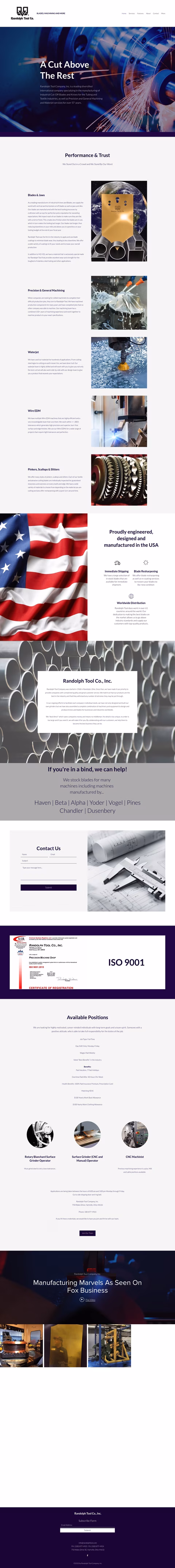Randolph-Tool-Company Homepage 1440px