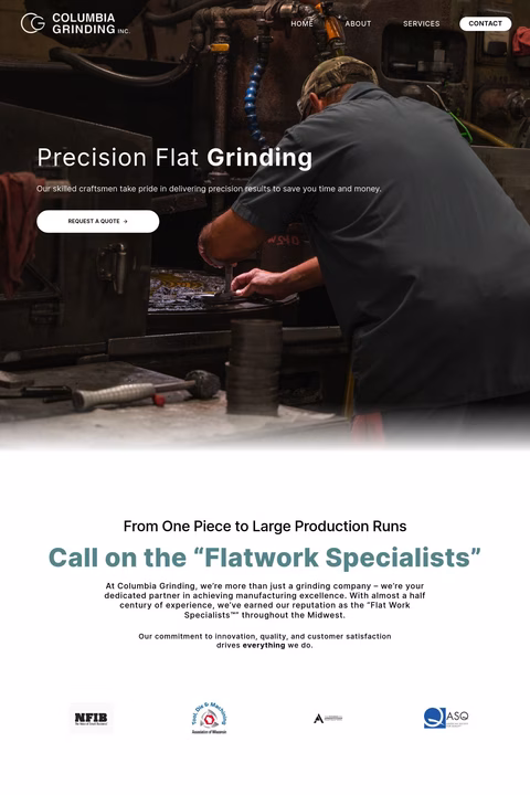 Columbia Grinding Inc Homepage 1440px