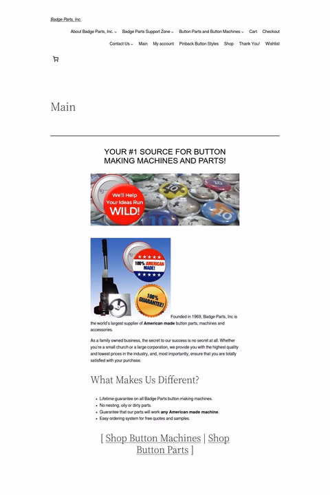 Badge Parts Inc Homepage 1440px