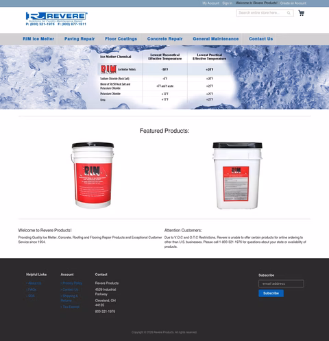 Revere-Products Homepage 1440px