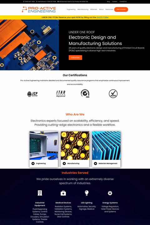 Pro Active Engineering Homepage 1440px