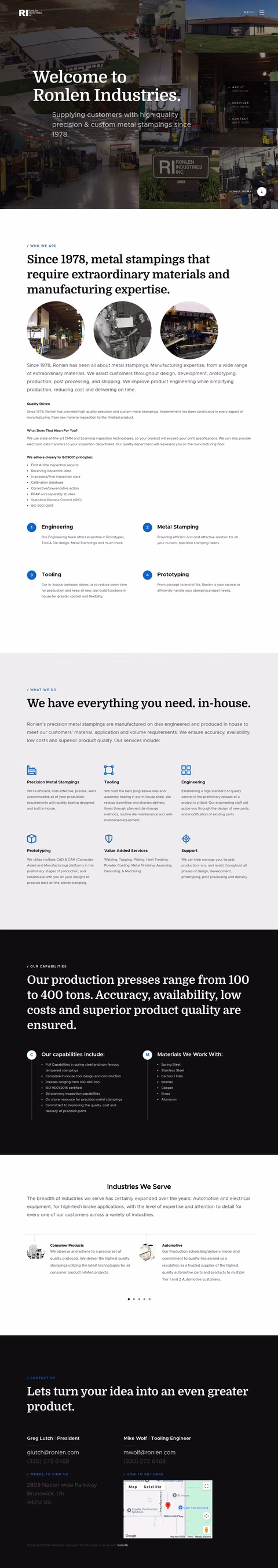 Ronlen-Industries Homepage 1440px