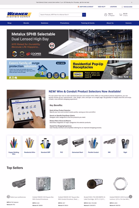 Werner Electric Supply Homepage 1440px