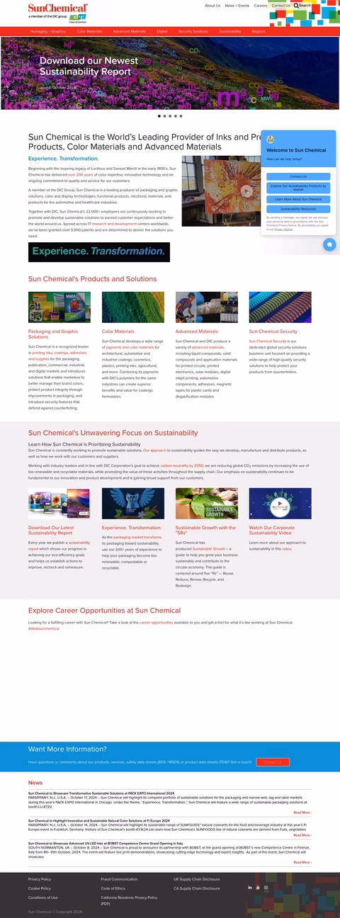 Sun Chemical Corporation Homepage 1440px