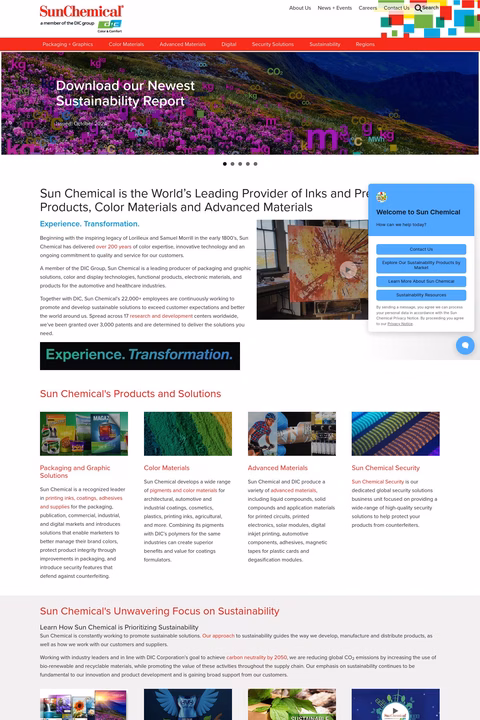Sun Chemical Corporation Homepage 1440px