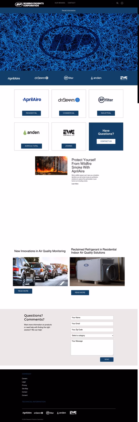 Research Products Corporation Homepage 1440px