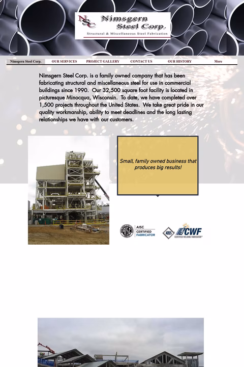 Nimsgern Steel Corporation Homepage 1440px