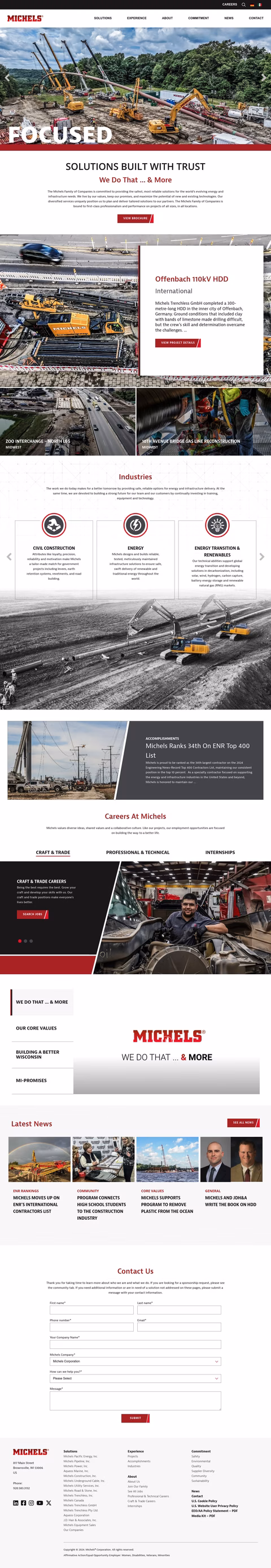 Michels Corporation Homepage 1440px
