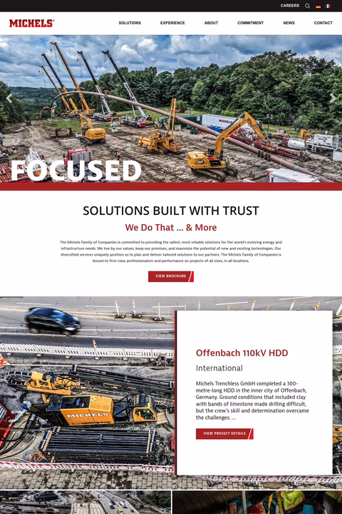 Michels Corporation Homepage 1440px