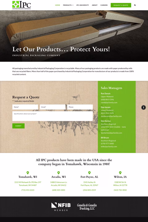 Industrial Packaging Corporation Homepage 1440px