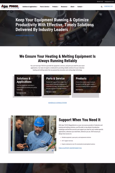 Ajax Tocco Magnethermic Corporation Homepage 1440px