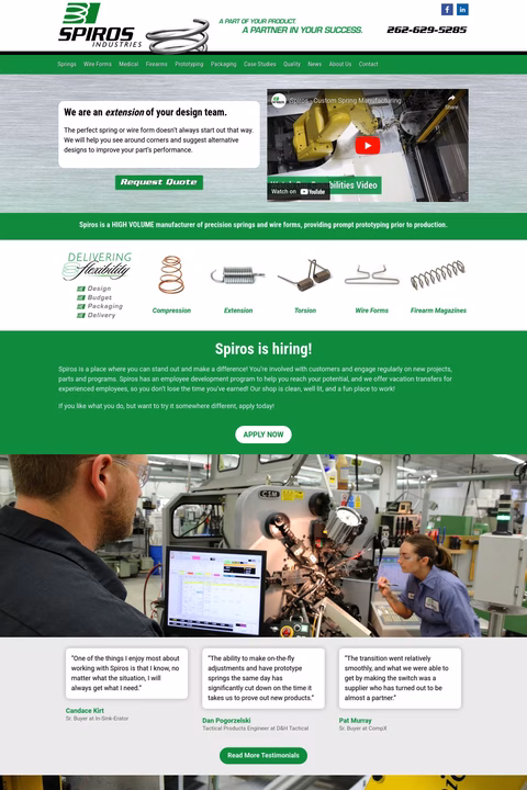 Spiros Industries Homepage 1440px