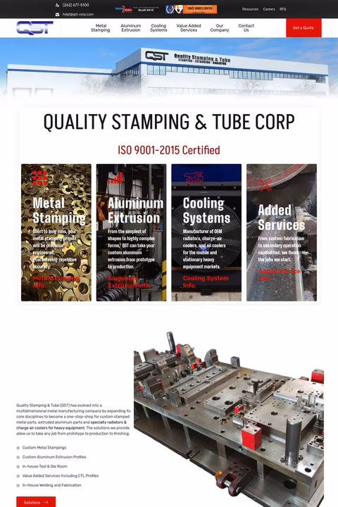 Quality Stamping Tube Corporation Homepage 1440px