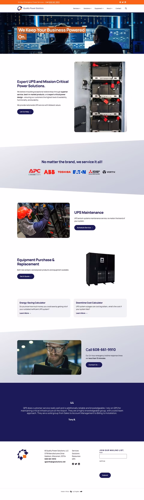 Quality Power Solutions Homepage 1440px