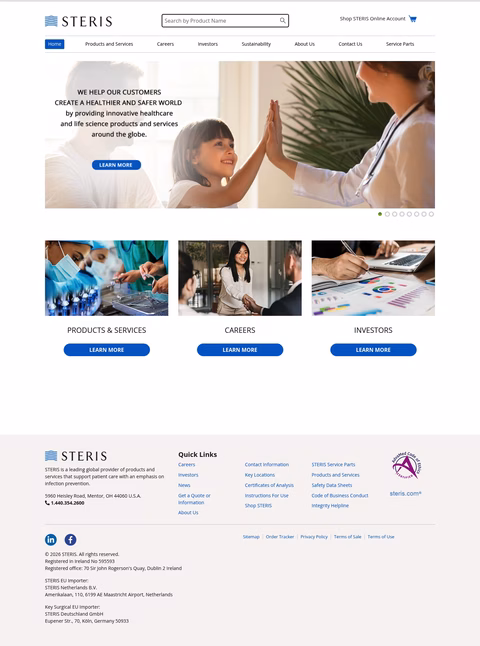 Steris-Corporation Homepage 1440px