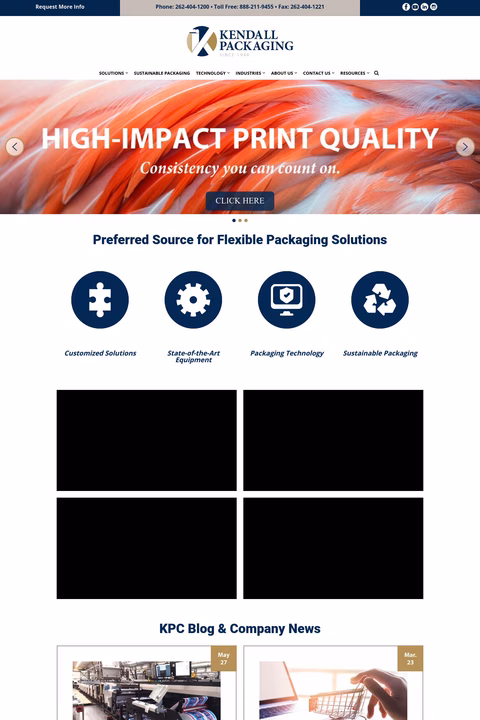Kendall Packaging Corporation Homepage 1440px
