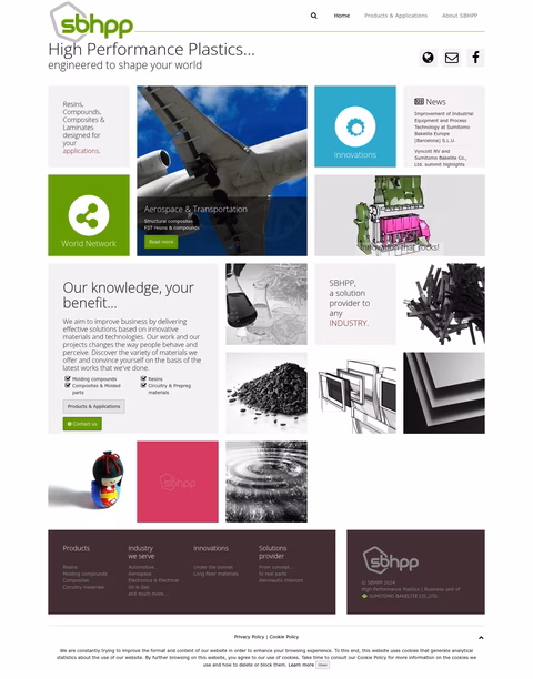 Sumitomo-Bakelite-High-Performance-Plastics Homepage 1440px