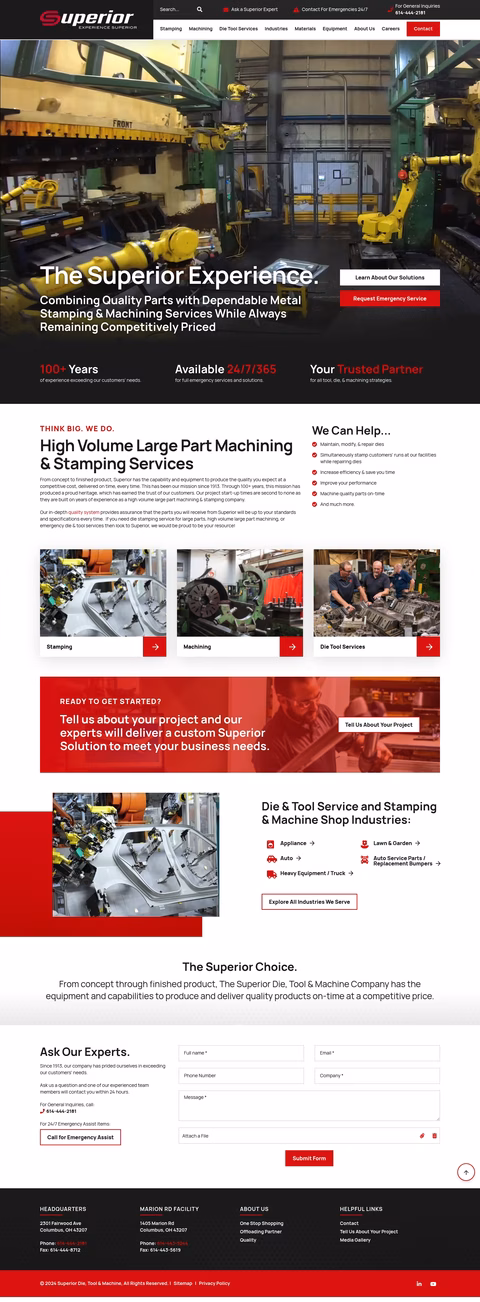 Superior-Die-Tool-Machine Homepage 1440px