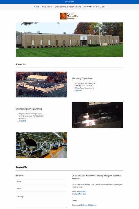 Superior-Mold-Die-Company Homepage 1440px