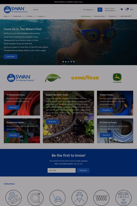 Swan-Products Homepage 1440px