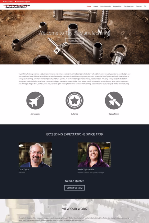 Taylor-Manufacturing-Company Homepage 1440px