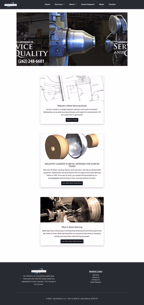 Spindustries Homepage 1440px