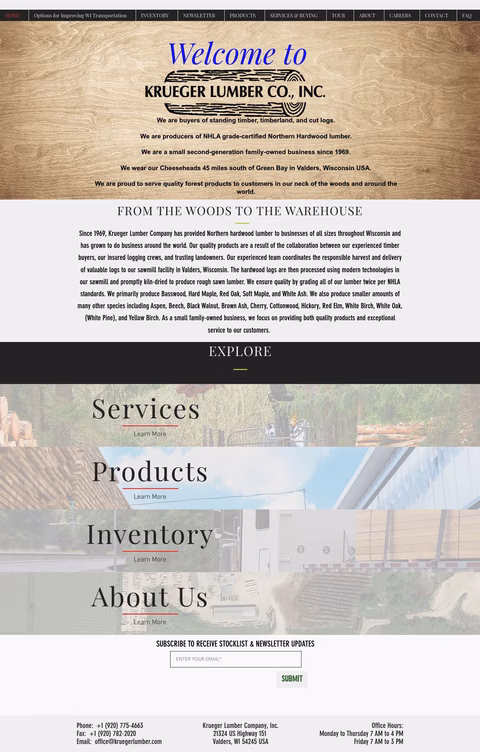 Krueger Lumber Company Homepage 1440px